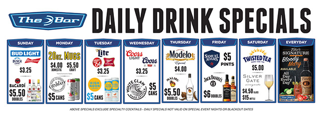 The Bar  Daily Drink Specials